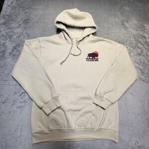 Yellowstone Hoodie Mens Small Beige Buzz Pullover Sweatshirt Bison National Park